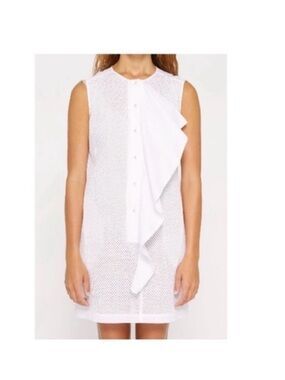 Marysia Swim 🌴 White Sleeveless Ruffle-Front Shift Dress